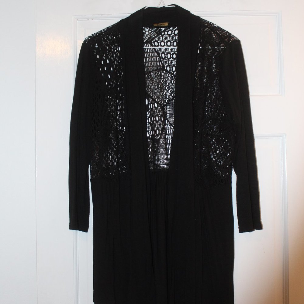 Black Embroidered Cutout Cardigan
